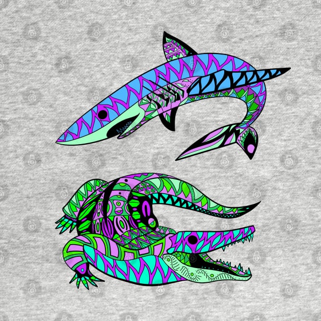 the shark and the crocodile ecopop artpop by jorge_lebeau